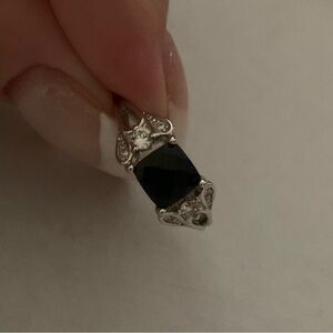 NVC 925 Sterling Silver Ring With Black & Clear Gems Size 6